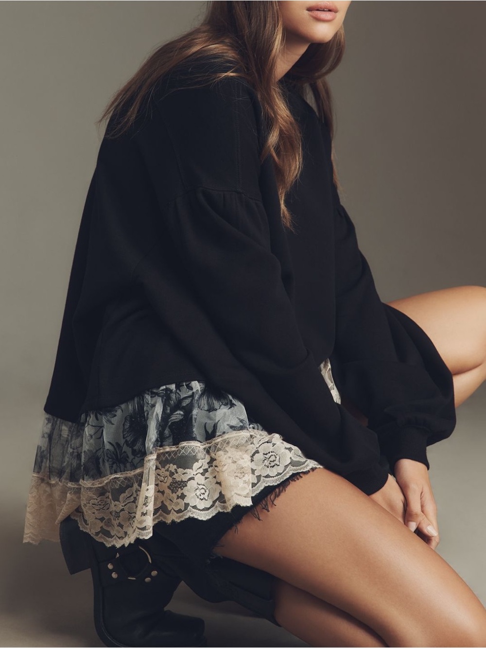 ANTHROPOLOGIE➕NWT Tulle Hem Pullover Sweatshirt